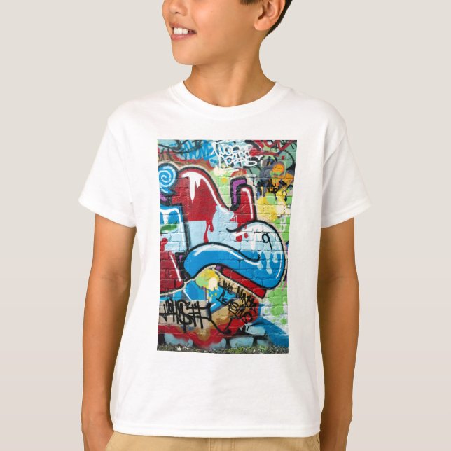 T-shirt Graffiti abstrait sur le mur de briques texturisé (Devant)