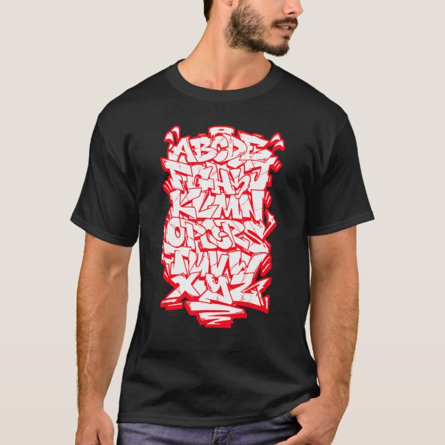 T-shirt Graffiti Alphabet Hip hop Street Wildstyle Letteri (Devant)