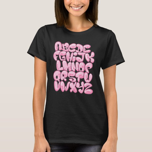 T-shirt Graffiti Alphabet Retro ABC's Learning Back To Sch (Devant)