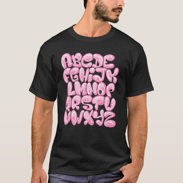T-shirt Graffiti Alphabet Retro ABC's Learning Back To Sch (Devant)