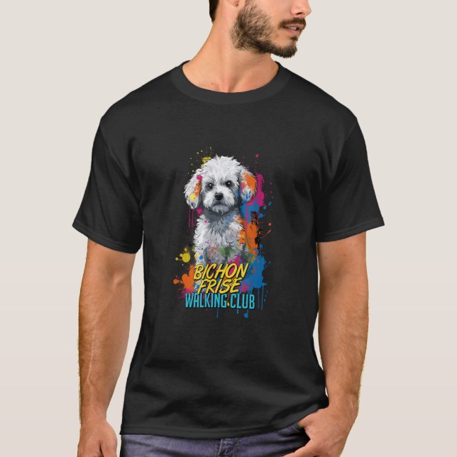 T-shirt Graffiti Bichon Frise Walking Club Street Chien (Devant)