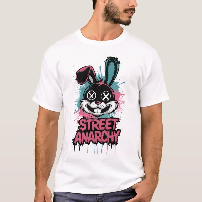 T-shirt Graffiti Bunny pour l'anarchie de rue - Edgy Stree (Devant)