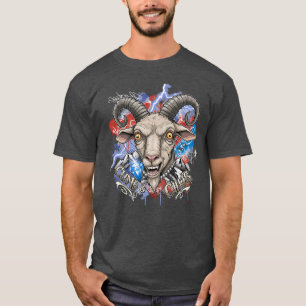 T-shirt Graffiti Chèvre Visage Tee - L'art animal urbain