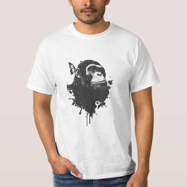 T-shirt Graffiti Chimpanzee Street Art Animal Portrait Urb (Devant)