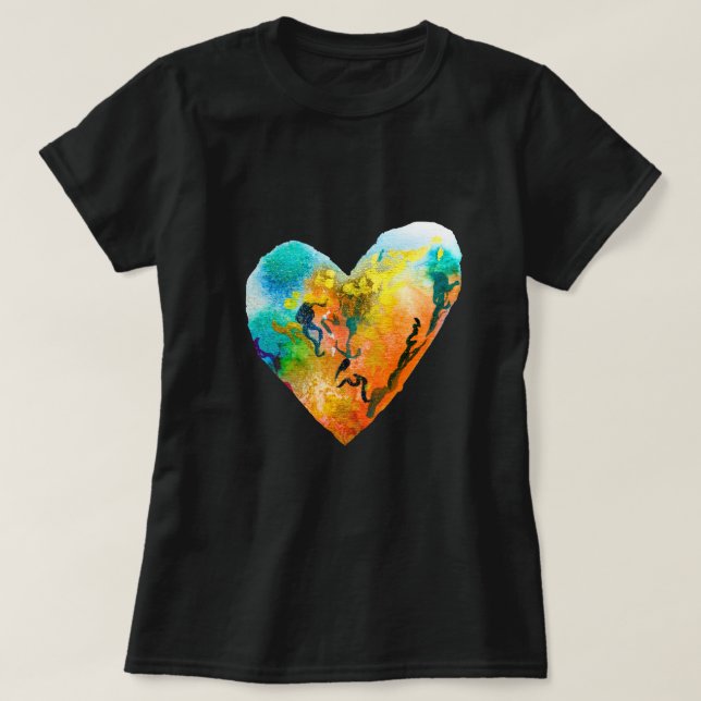 T-shirt Graffiti coeur aquarelle art (Design devant)