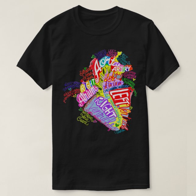 T-shirt Graffiti d'art Anatomique de Mot Coeur (Design devant)