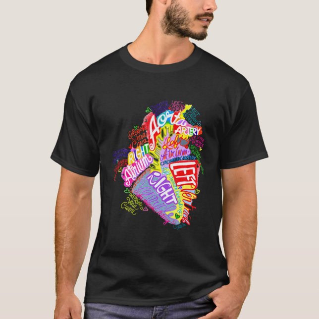 T-shirt Graffiti d'art Anatomique de Mot Coeur (Devant)