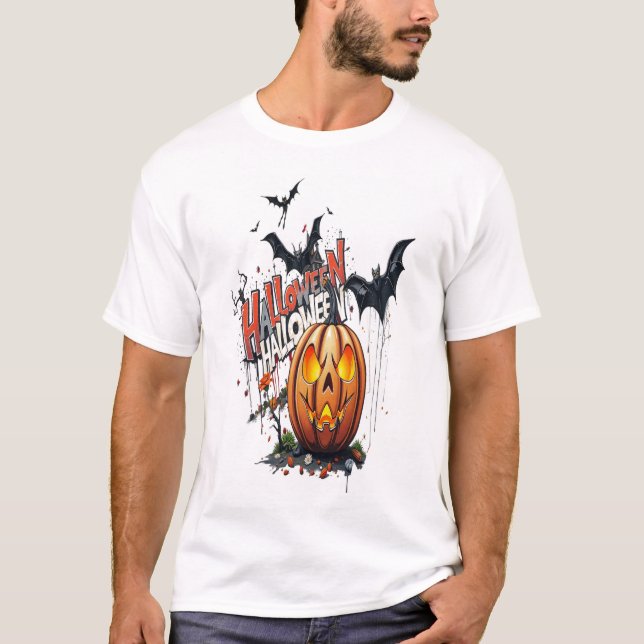T-Shirt graffiti d'art de citrouille d'Halloween (Devant)