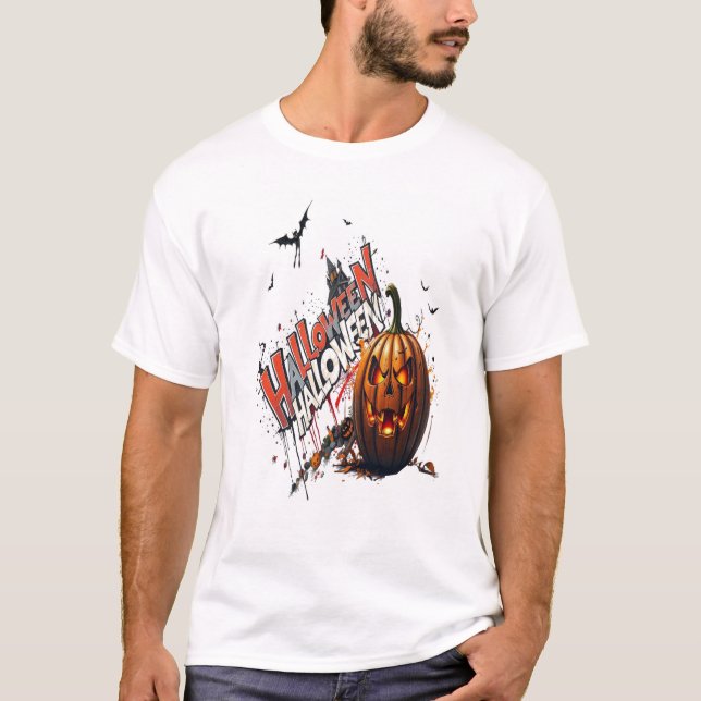 T-shirt graffiti d'art de citrouille d'Halloween (Devant)