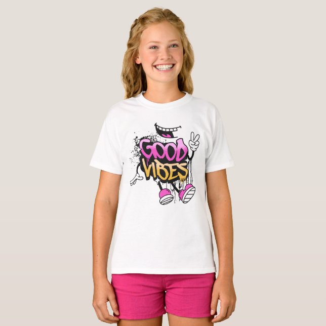 T-shirt Graffiti de bonnes vibrations (Devant entier)
