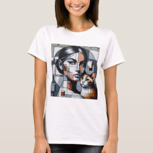 T-shirt Graffiti de la dame de chat Tee