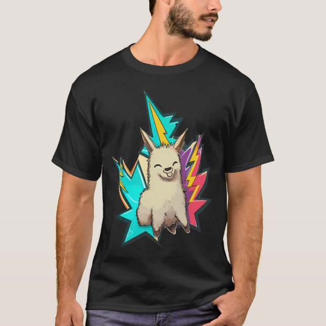 T-shirt Graffiti de rue Cute Thunder Lama (Devant)