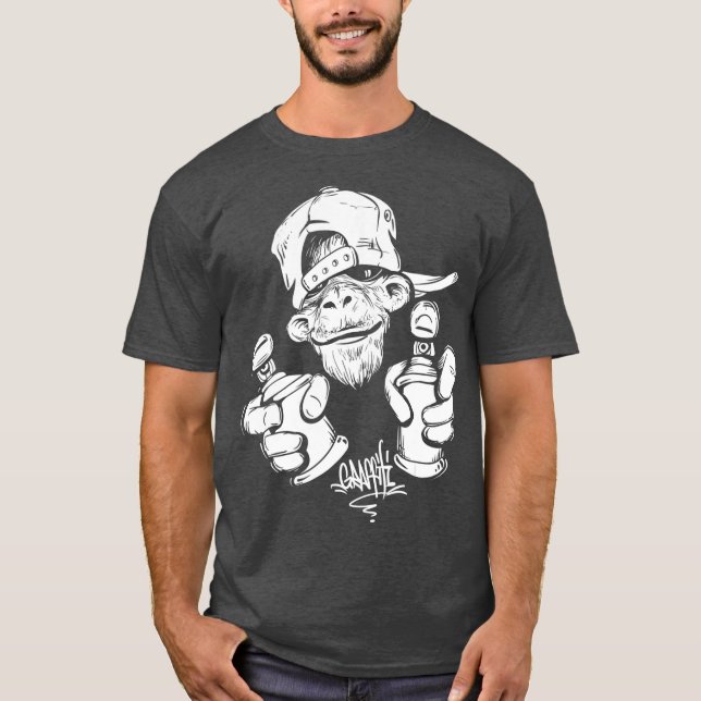 T-shirt Graffiti de singe Hip hop Rap musique Ape graphiqu (Devant)