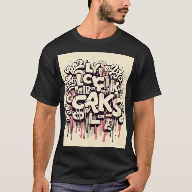 T-shirt Graffiti Drip Typography Tep (Devant)