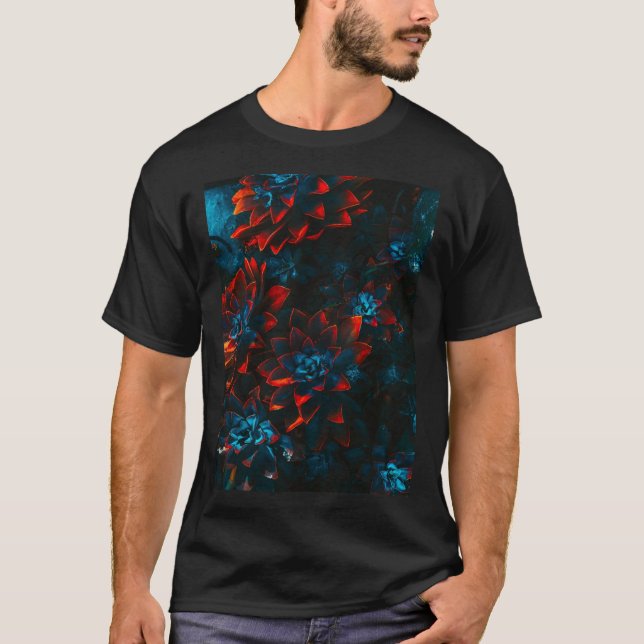 T-shirt Graffiti en Lotus profond rouge et bleu nuit tardi (Devant)