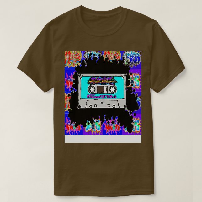 T-shirt graffiti épique à cassette bleue (Design devant)