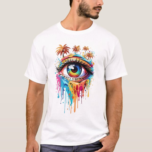 T-shirt Graffiti illustration de l'oeil coloré (Devant)