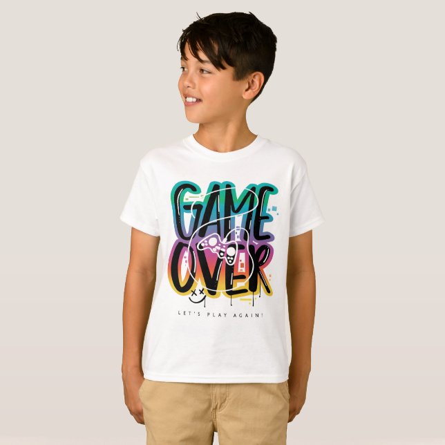 T-shirt Graffiti manette de jeu game over joueur (Devant entier)