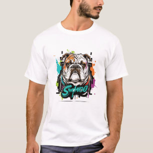 T-shirt Graffiti Paint English Bulldog Creative Art Fun