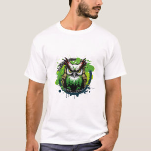 T-shirt Graffiti Peinture Chouette Oiseau Peinture Art Cré