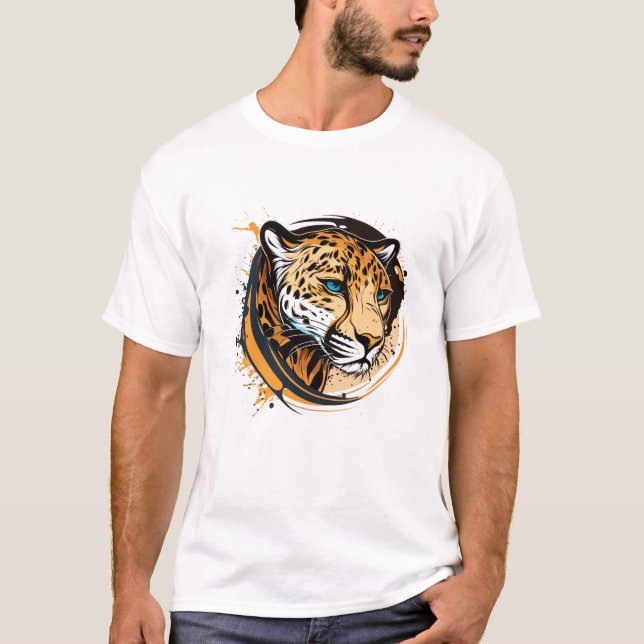 T-shirt Graffiti Peinture Jaguar Dessin d'art créatif (Devant)