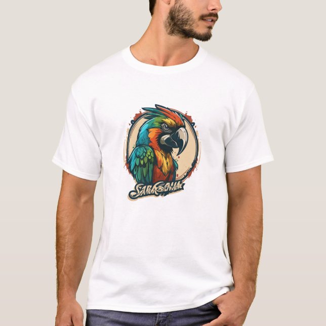 T-shirt Graffiti Peinture Parrot Oiseau Peinture Art Créat (Devant)