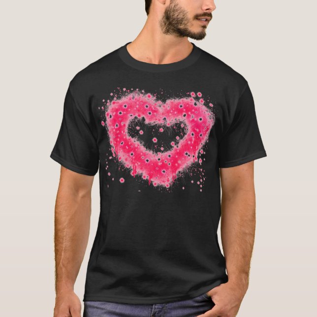 T-shirt Graffiti peinture rose brillant design coeur (Devant)