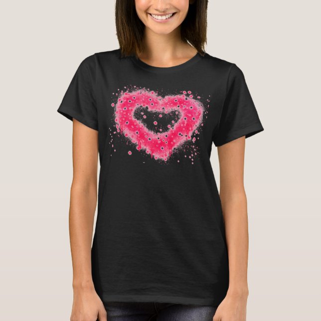 T-shirt Graffiti peinture rose brillant design coeur (Devant)