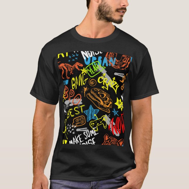 T-shirt Graffiti pour garçons : Coolness dessinée à la mai (Devant)