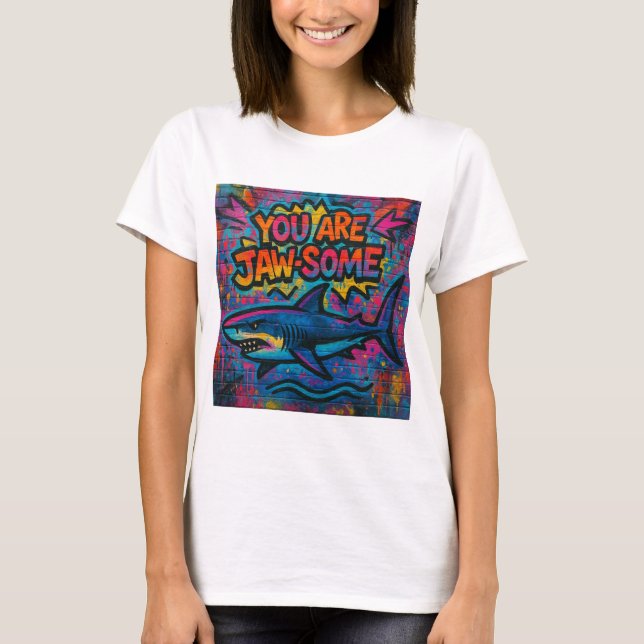 T-shirt Graffiti pour requins de mâchoires (Devant)