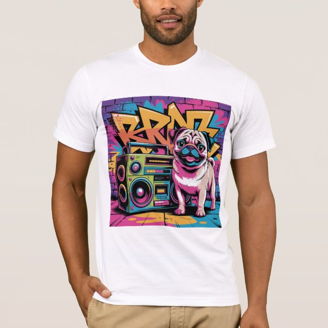 T-shirt Graffiti Pug (Devant)