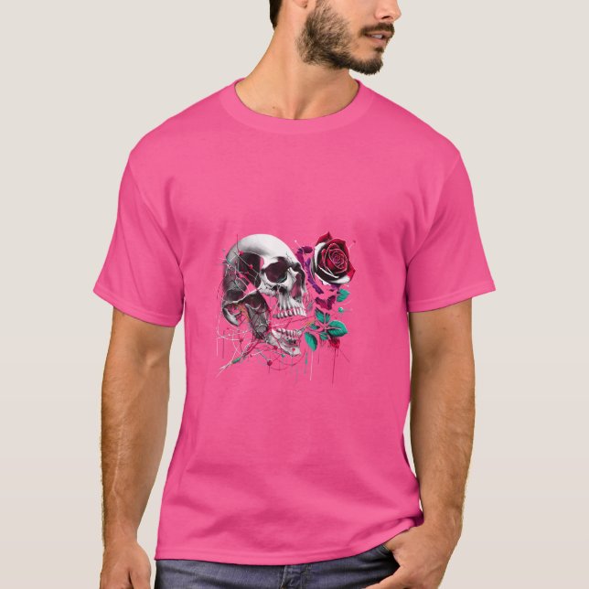 T-shirt Graffiti Rose crâne - Edgy Vector Art (Devant)