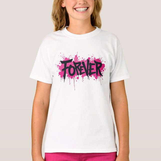 T-shirt Graffiti rose "FOREVER" (Devant)