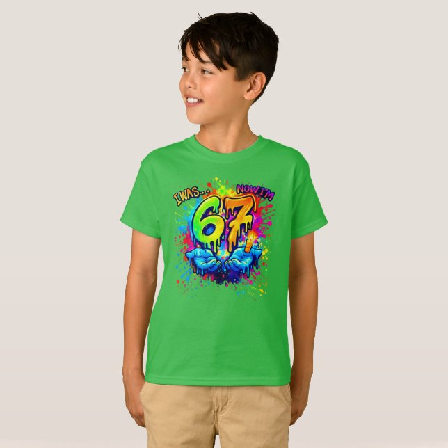 T-shirt Graffiti Six Seven Birthday Party Trend Boy's (Devant entier)