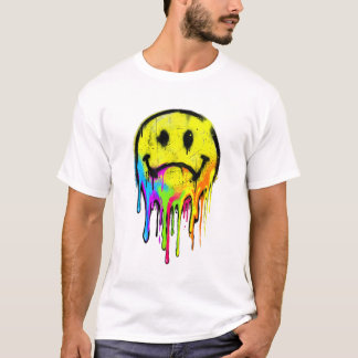 T-shirt Graffiti Smiley Arc-en-Ciel qui Dégouline