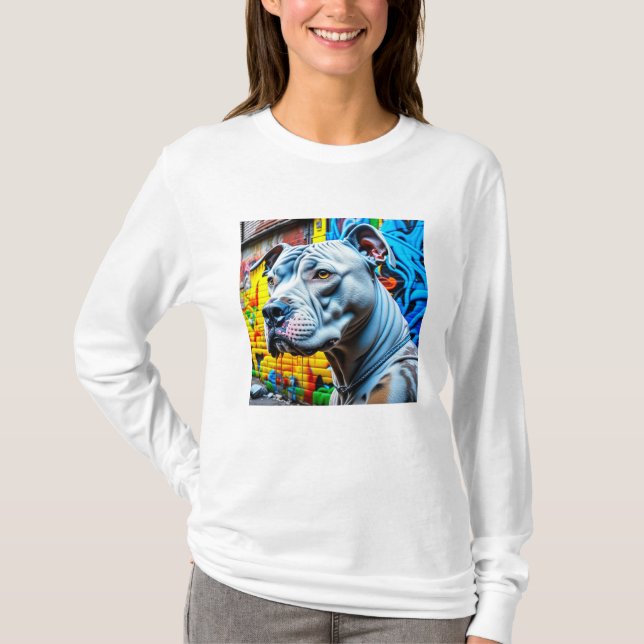 T-shirt Graffiti Street Art Blanc Pitbull Lover (Devant)