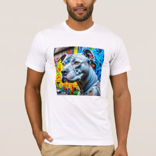 T-shirt Graffiti Street Art Blanc Pitbull Lover