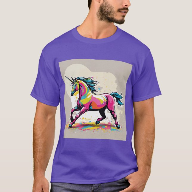 T-shirt Graffiti Unicorn : Conception inspirée par Banksy (Devant)