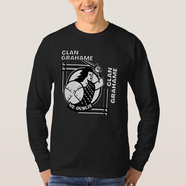 T-shirt Grahame Clan Devise Gaélique Swordsman (Devant)
