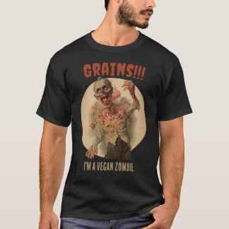 T-shirt Grains Je suis un Vegan Zombie Drôle Horreur Vinta