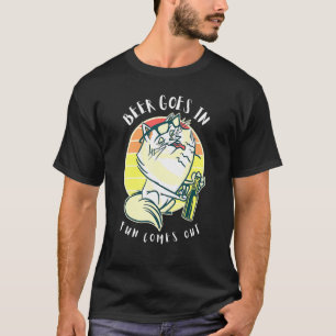 T-shirt Graisse Chat Boire Bière Aller En Amusant Sortit B