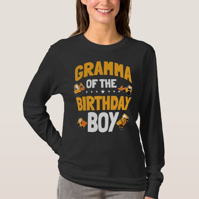 T-shirt Gramma De L'Anniversaire Boy Construction Ouvrier  (Devant)