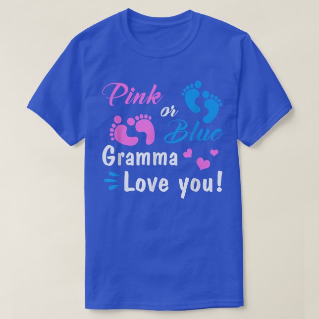 T-shirt Gramma Rose Ou Bleu Vous Aime Fête de Révélation d (Design devant)