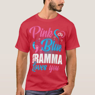 T-shirt Gramma Rose Ou Bleu Vous Aime Genre Bébé Révéler P