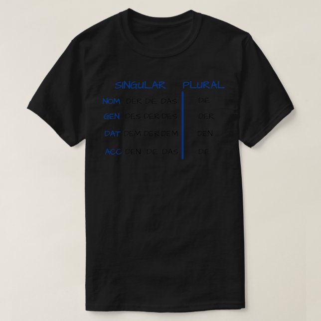 T-shirt Grammaire allemande Article 1 (Design devant)