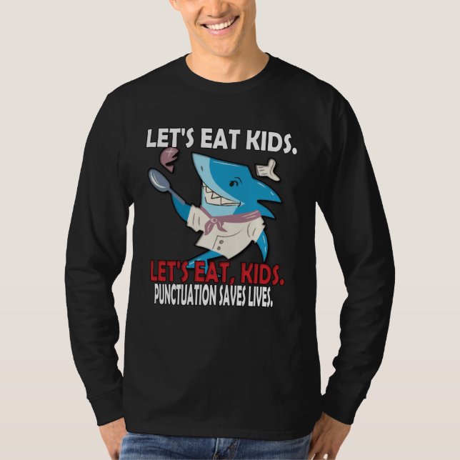 T-shirt Grammar  For Teacher  Kids Shark Let s Eat Kids (Devant)