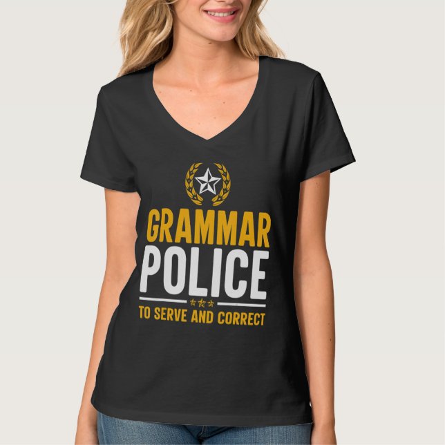 T-shirt Grammar Police Drôle Enseignant Anglais (Devant)
