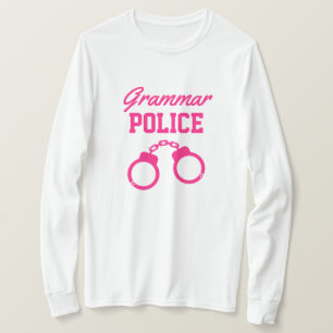 T-shirt Grammar Police menottes roses à manches longues p