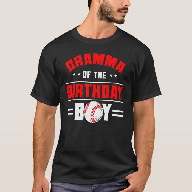 T-shirt Gramme De L'Anniversaire Boy Baseball Thème Famill (Devant)