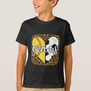 T-shirt Grammes de softball de football drôle Cœur Léopard